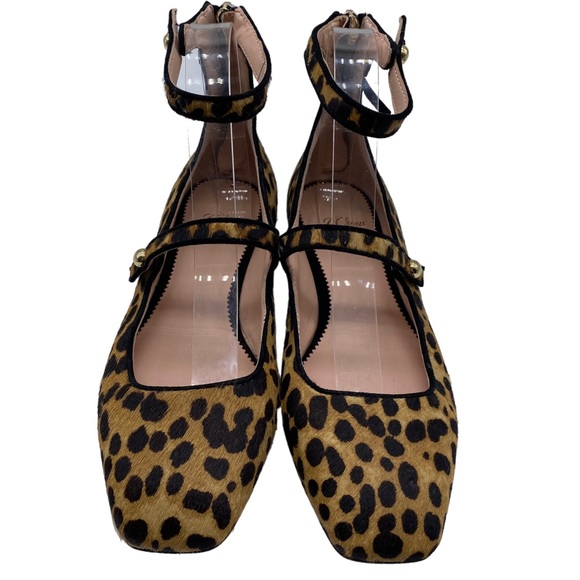 J. Crew Flats Sally Women's Calf Hair Leather Leopard Button Casual Size 7 - Picture 5 of 11